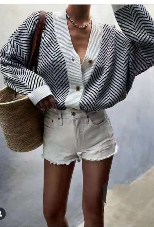 Gilet en maille col blanc